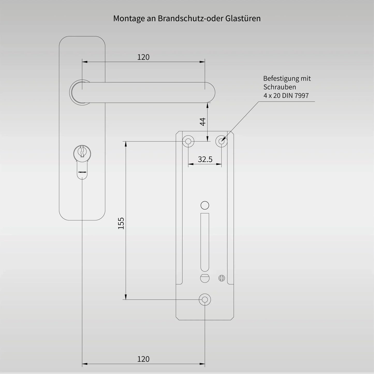 Montageplatte L-Winkel klein für (Glas-) Rahmentüren - AlertLatch