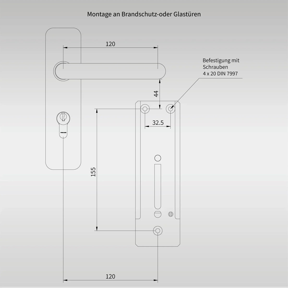 Montageplatte L-Winkel klein für (Glas-) Rahmentüren - AlertLatch