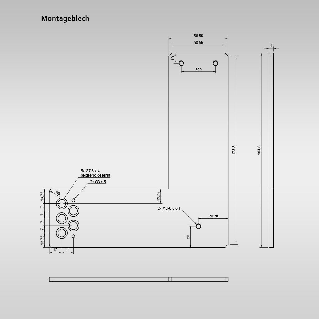 Montageplatte L-Winkel klein für (Glas-) Rahmentüren - AlertLatch