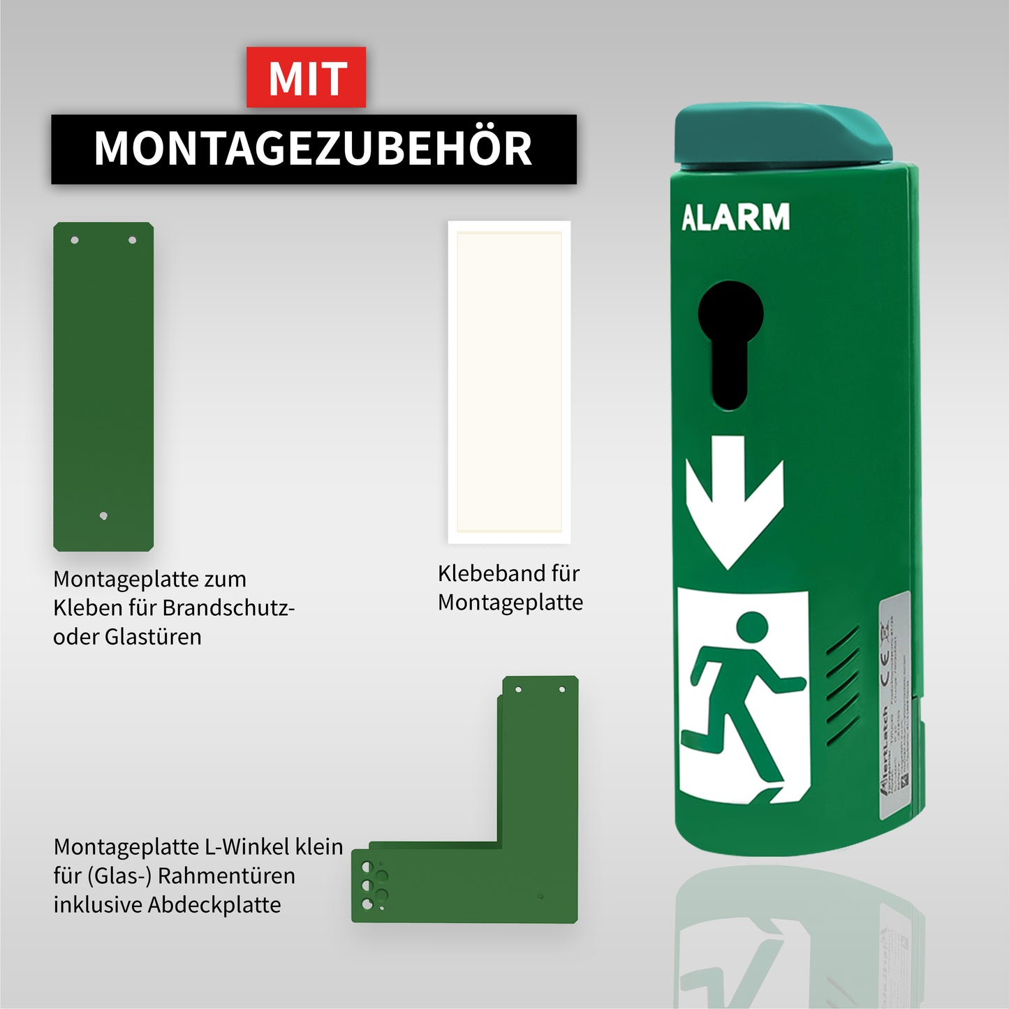AlertLatch Einhand-Türwächter Basic oval - Komplett Set - ohne Schließzylinder
