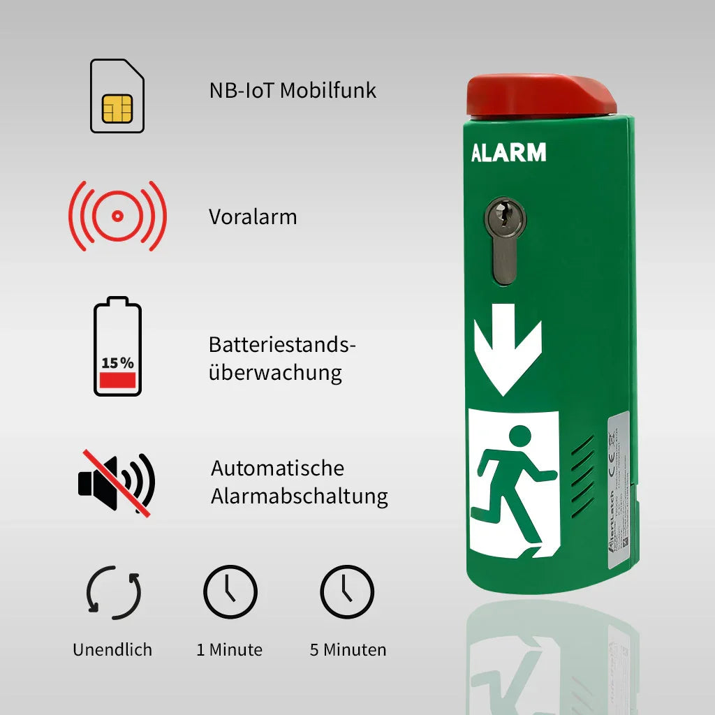 AlertLatch Mobilfunk - Türwächter - Komplett-Set - gleichschließender Zylinder - AlertLatch