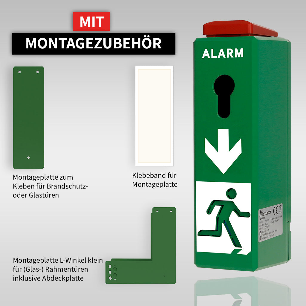 AlertLatch Einhand-Türwächter mit Voralarm - Komplett Set - ohne Schließzylinder