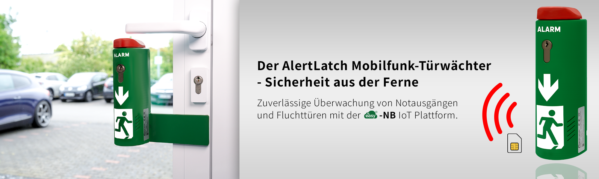 Mobilfunk-Türwächter sendet Statusbericht des überwachten Gebäudes