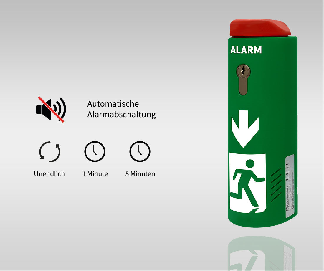 Automatische Alarmabschaltung des AlertLatch Türwächters mit Voralarm