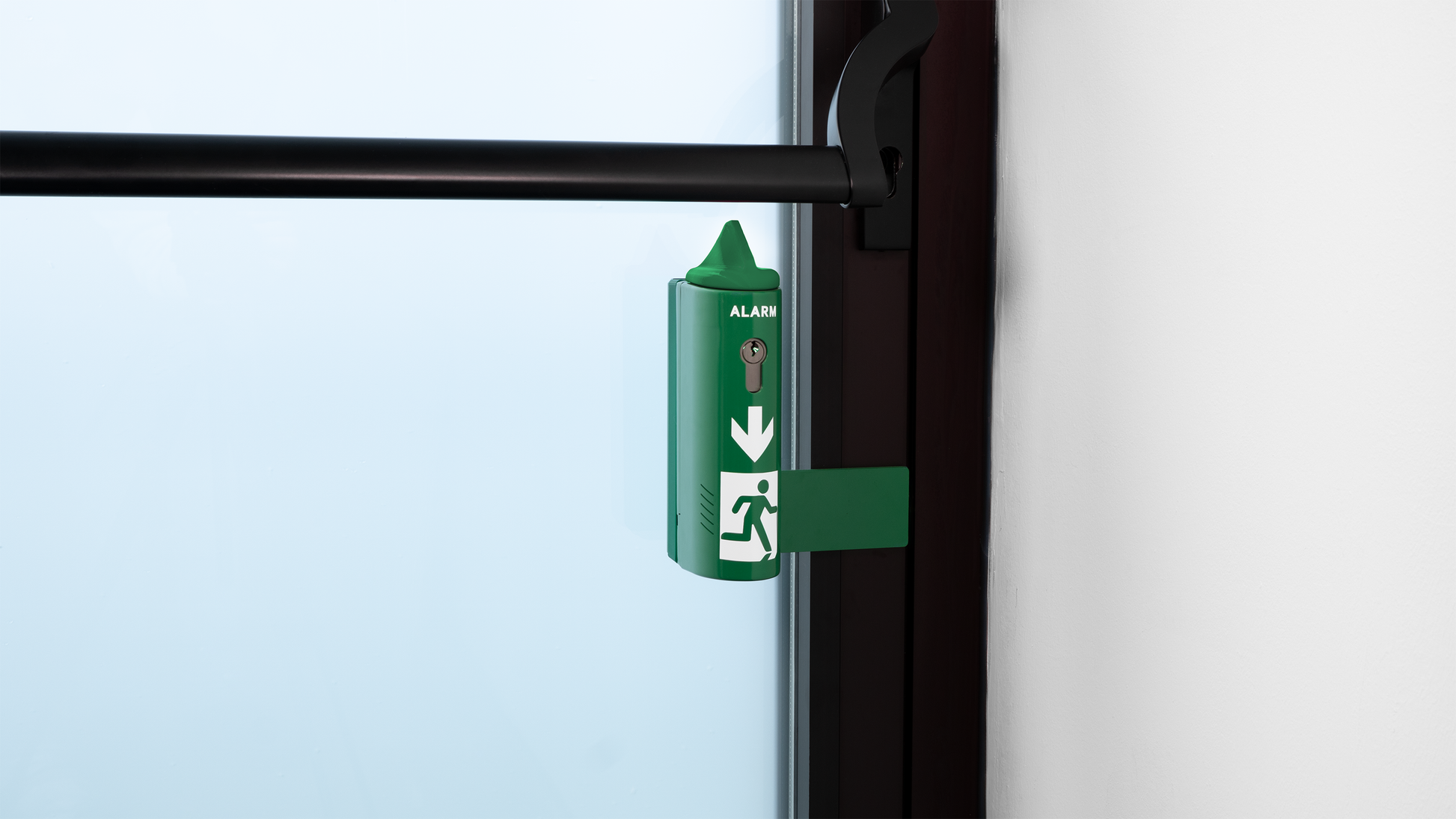 AlertLatch Einhand-Türwächter Basic für Panikstangen – Ohne Schließzylinder