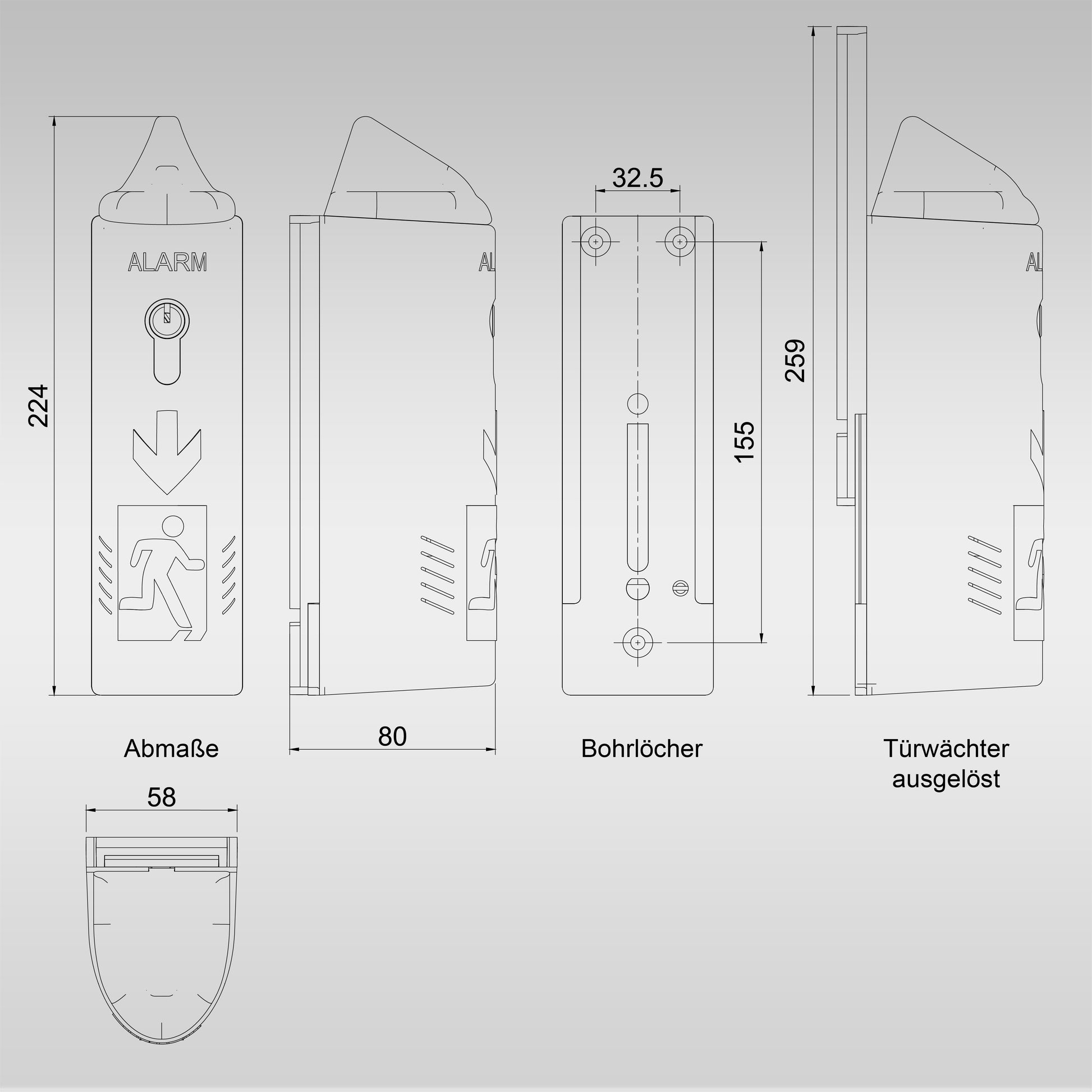 AlertLatch Einhand-Türwächter Basic für Panikstangen – Ohne Schließzylinder