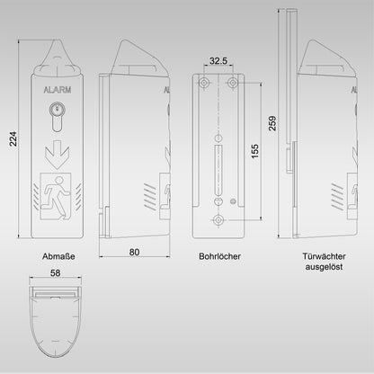 AlertLatch Einhand-Türwächter Basic für Panikstangen – Ohne Schließzylinder