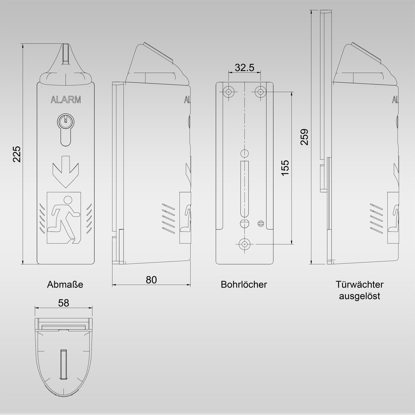 AlertLatch Einhand-Türwächter mit Voralarm für Panikstangen – Einzelschließzylinder