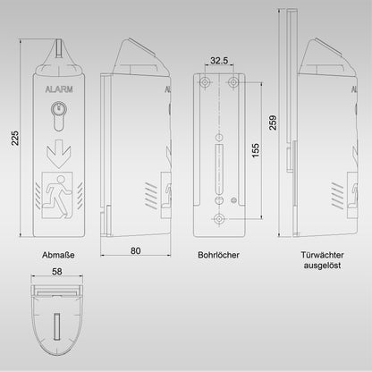 AlertLatch Einhand-Türwächter mit Voralarm für Panikstangen – Einzelschließzylinder