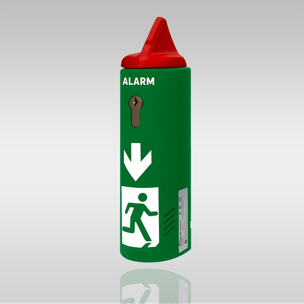 AlertLatch Einhand-Türwächter mit Voralarm für Panikstangen – Einzelschließzylinder