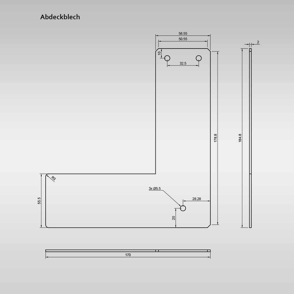 Montageplatte L-Winkel klein für (Glas-) Rahmentüren