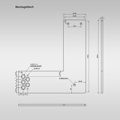 Montageplatte L-Winkel klein für (Glas-) Rahmentüren