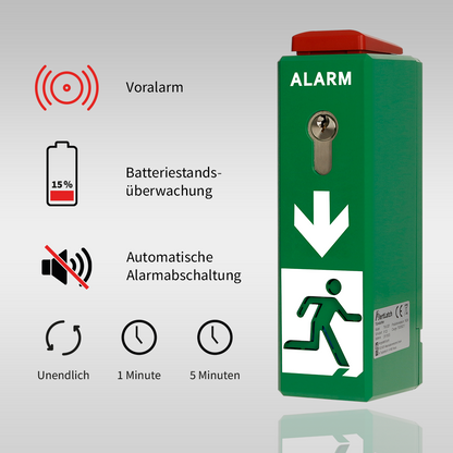AlertLatch Einhand-Türwächter mit Voralarm - Komplett-Set mit Einzelschließzylinder