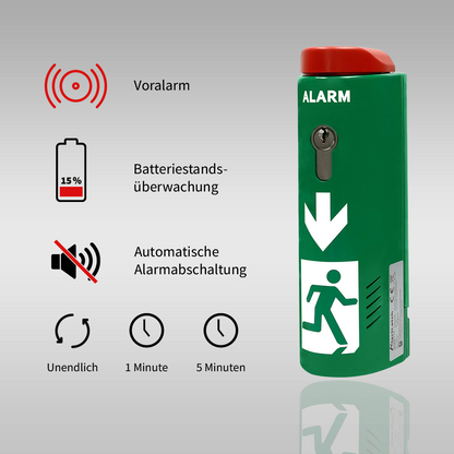 AlertLatch Einhand-Türwächter mit Voralarm oval - Komplett-Set - gleichschließender Zylinder